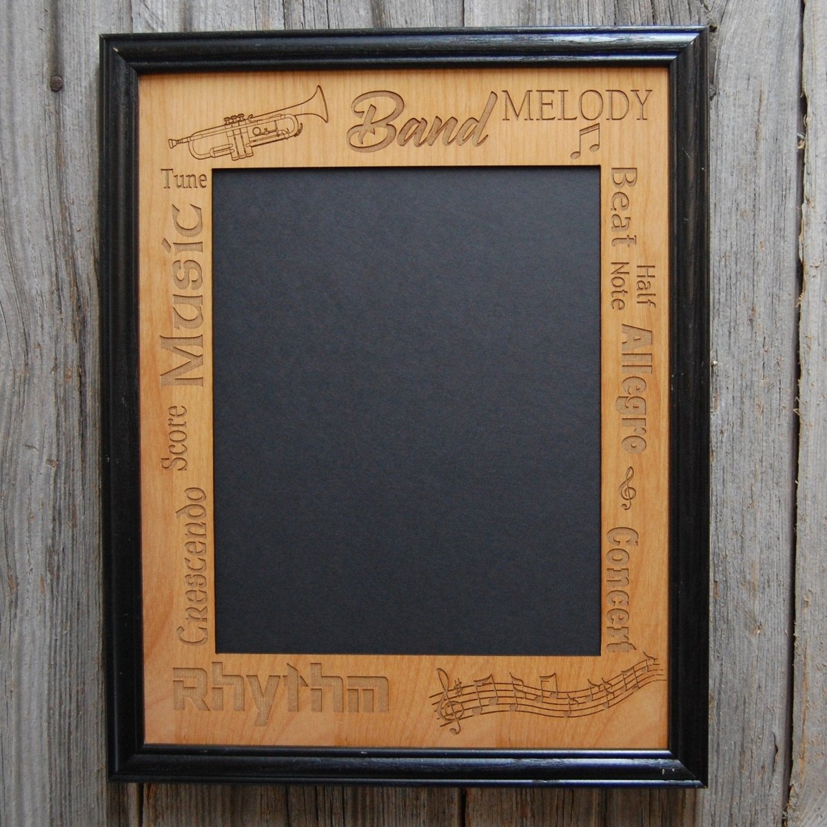 Music Picture Frame Alder Wood - 11x14 Frame Holds 8x10 Photo - Legacy Images - Picture Frames - 11x14 Picture Frame alder band laser engraved