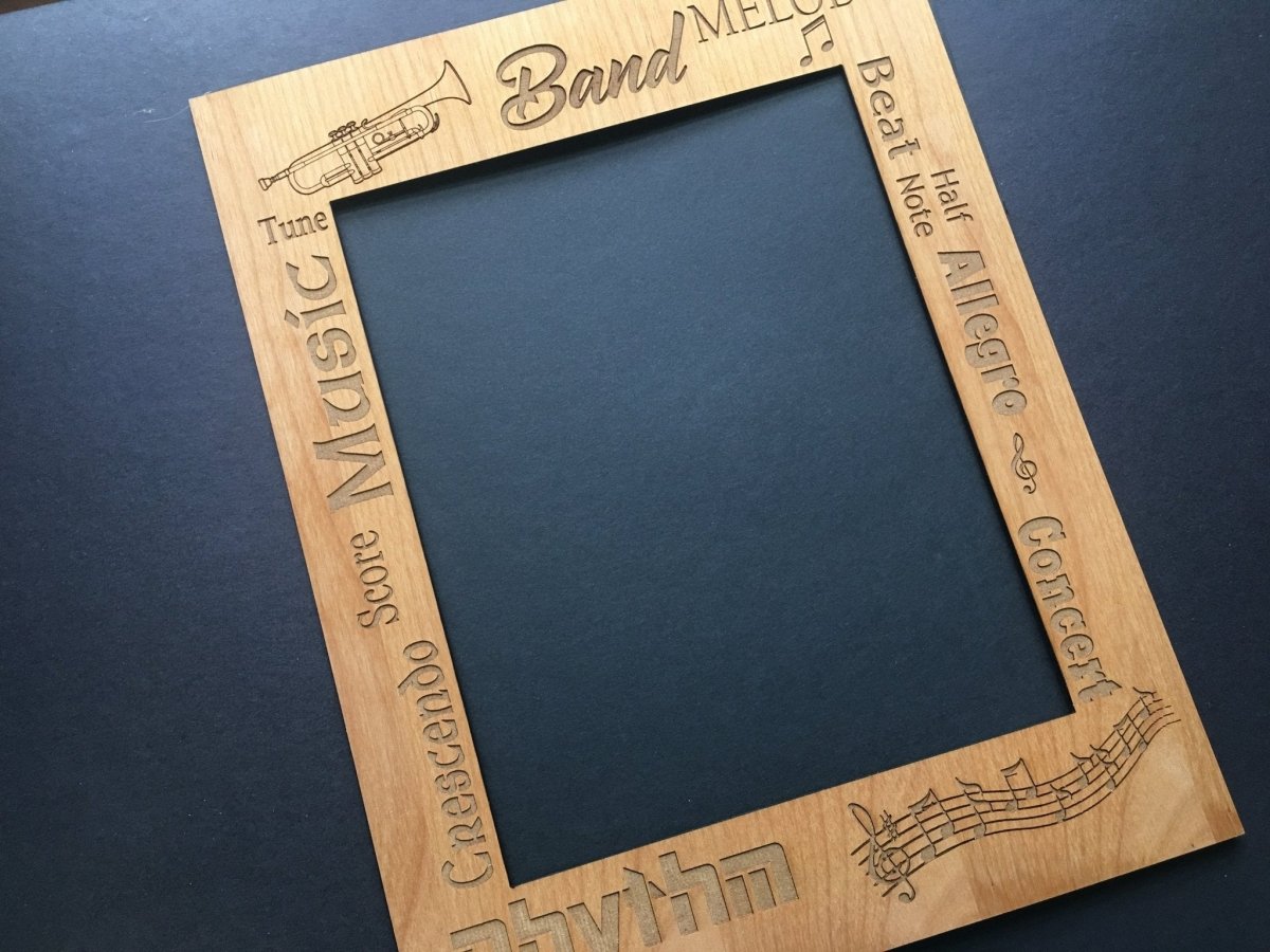 Music Picture Frame Alder Wood - 11x14 Frame Holds 8x10 Photo - Legacy Images - Picture Frames - 11x14 Picture Frame alder band laser engraved