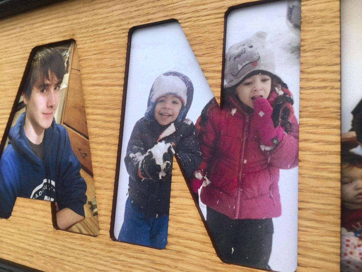 Name Picture Frame - 6"x32" Holds 4x6 Pictures - Legacy Images - Picture Frames - 6x32 picture frame collage frame name laser engraved