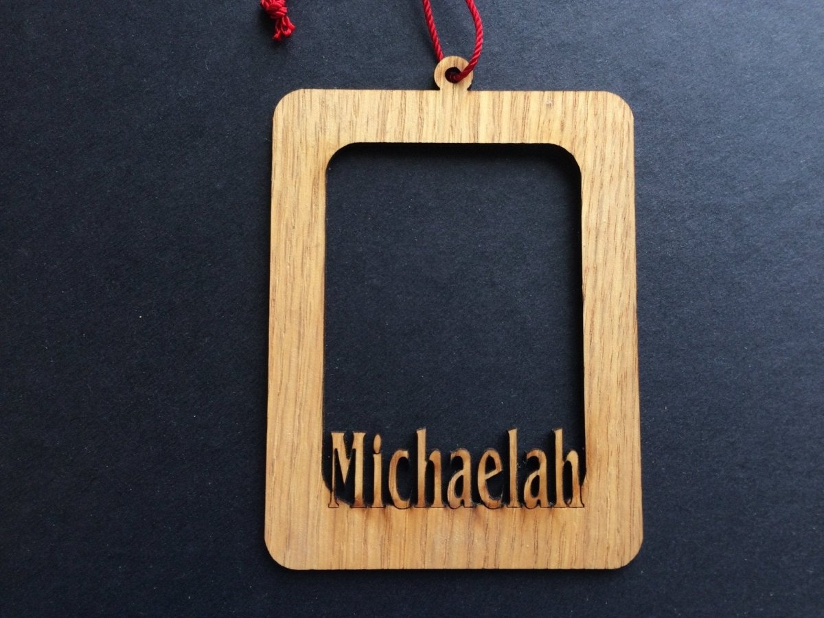 Name Picture Frame Ornament - Legacy Images - Holiday Ornaments - christmas holiday name laser engraved
