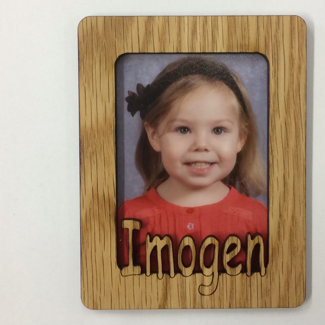 Name Picture Frame Refrigerator Magnet - Holds a 2x3 Photo - Legacy Images - Picture Frames - magnet name picture frame laser engraved