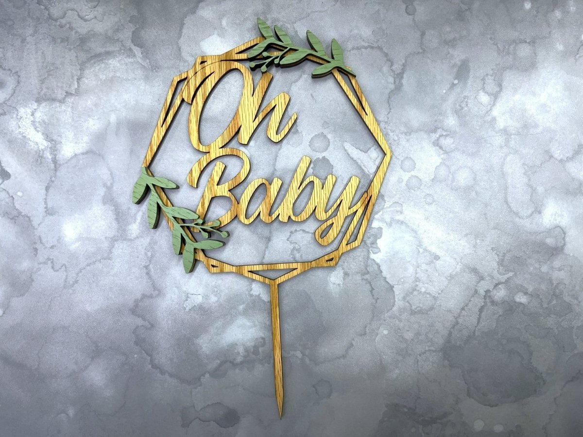 Oh Baby Cake Topper for Baby Shower - Legacy Images - Cake Decorating Supplies - baby baby shower cake topper laser engraved