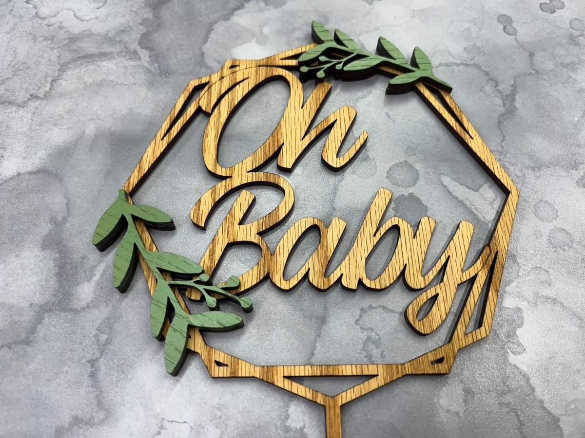 Oh Baby Cake Topper for Baby Shower - Legacy Images - Cake Decorating Supplies - baby baby shower cake topper laser engraved
