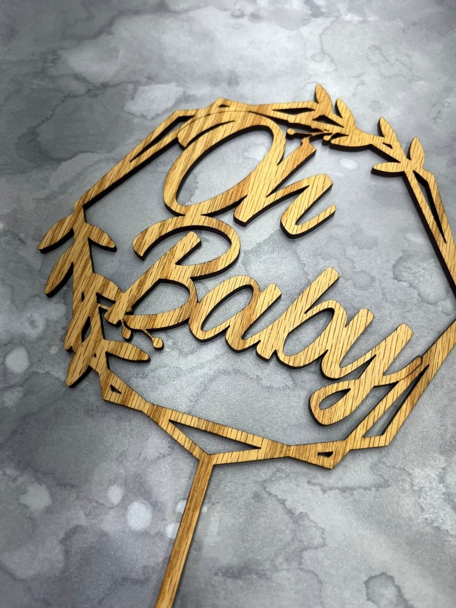 Oh Baby Cake Topper for Baby Shower - Legacy Images - Cake Decorating Supplies - baby baby shower cake topper laser engraved