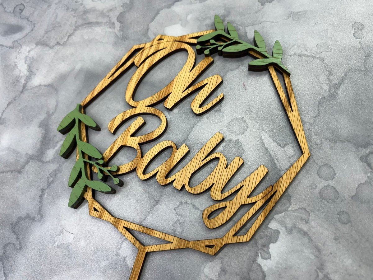 Oh Baby Cake Topper for Baby Shower - Legacy Images - Cake Decorating Supplies - baby baby shower cake topper laser engraved