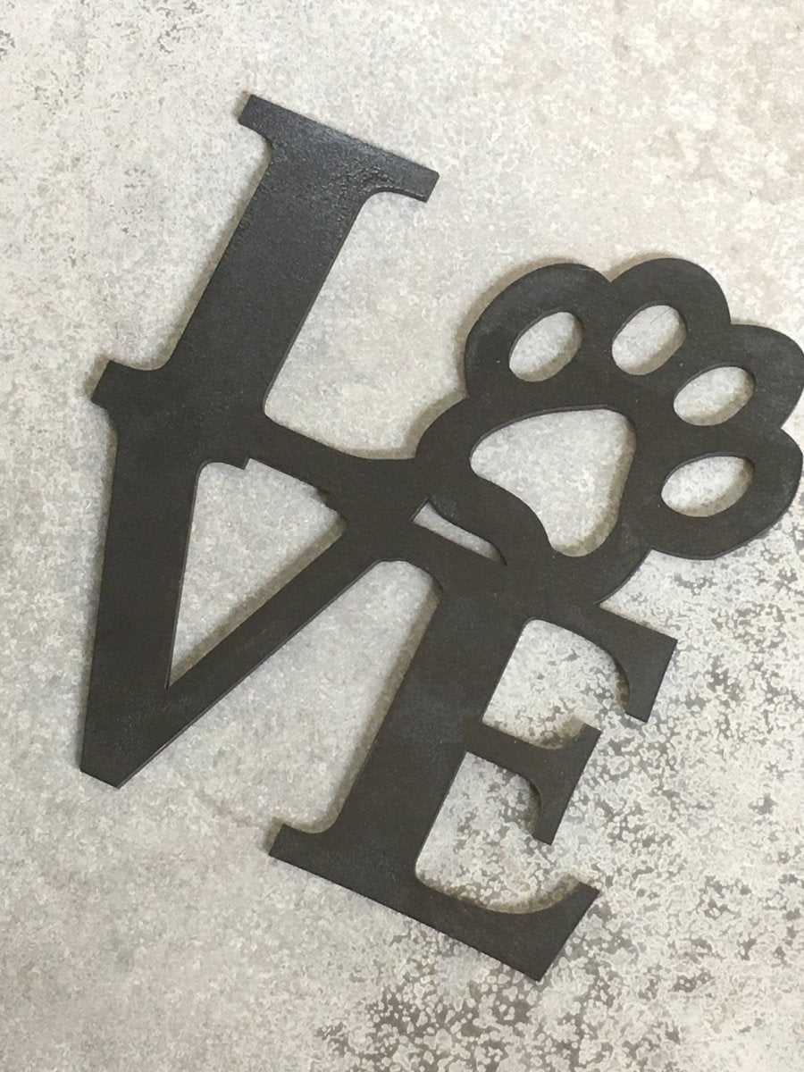 Paw Print Love Sign Wall Decor - Legacy Images - Novelty Signs - cord dog love sign laser engraved