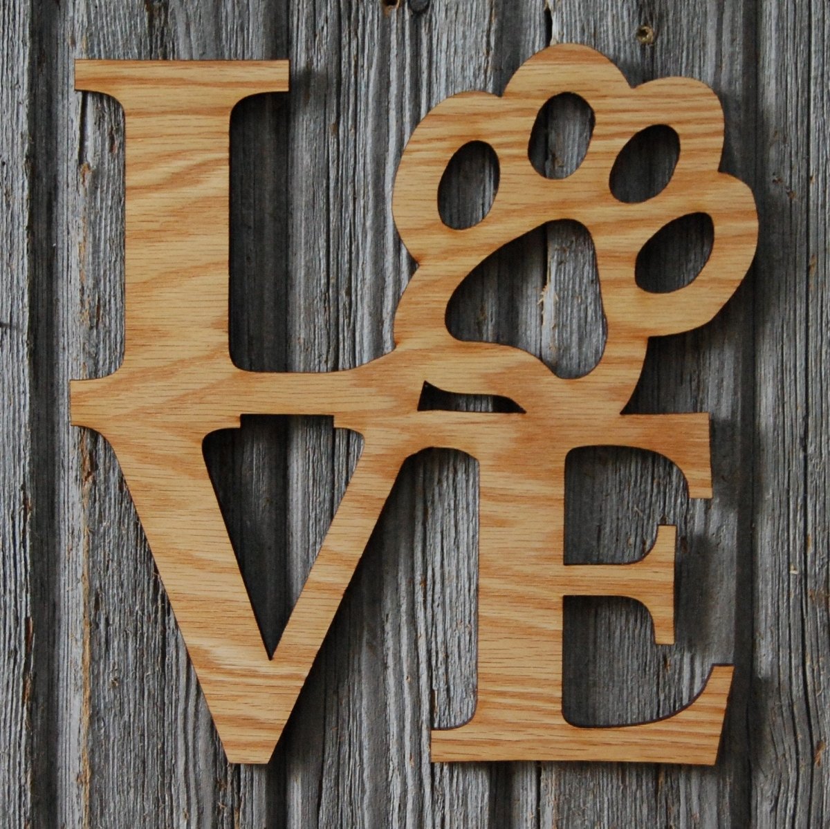 Paw Print Love Sign Wall Decor - Legacy Images - Novelty Signs - cord dog love sign laser engraved