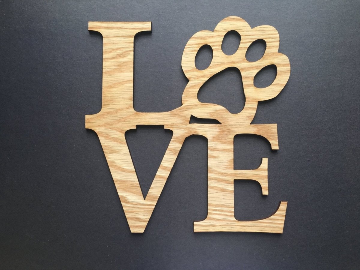 Paw Print Love Sign Wall Decor - Legacy Images - Novelty Signs - cord dog love sign laser engraved