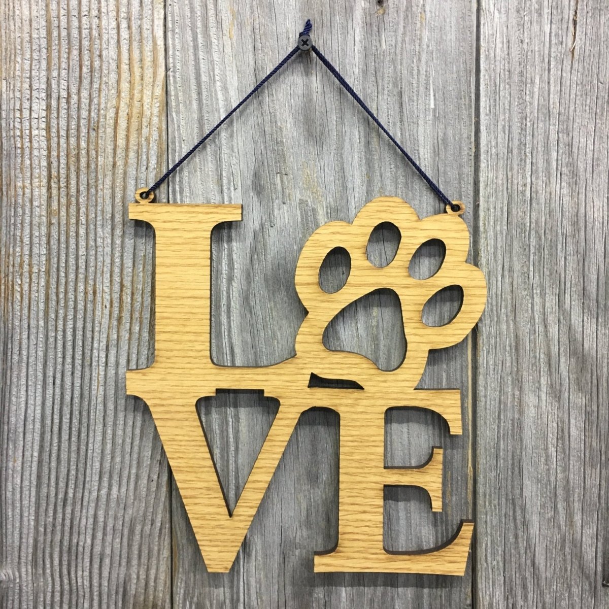 Paw Print Love Sign Wall Decor - Legacy Images - Novelty Signs - cord dog love sign laser engraved