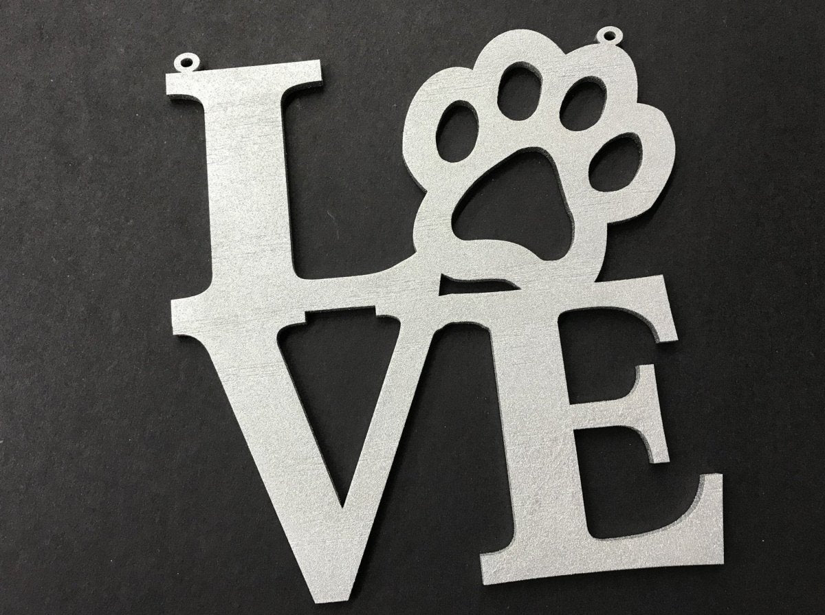Paw Print Love Sign Wall Decor - Legacy Images - Novelty Signs - cord dog love sign laser engraved