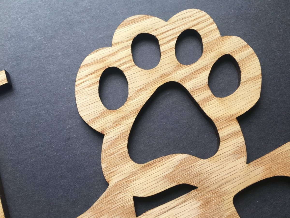 Paw Print Love Sign Wall Decor - Legacy Images - Novelty Signs - cord dog love sign laser engraved