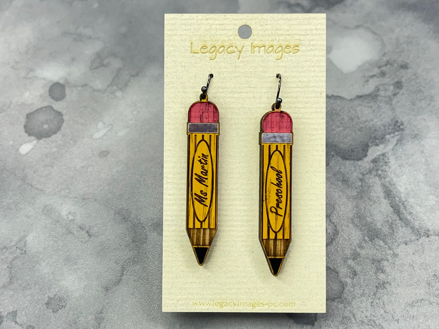 Pencil Earrings - Legacy Images - Earrings - Earrings occupations teacher laser engraved