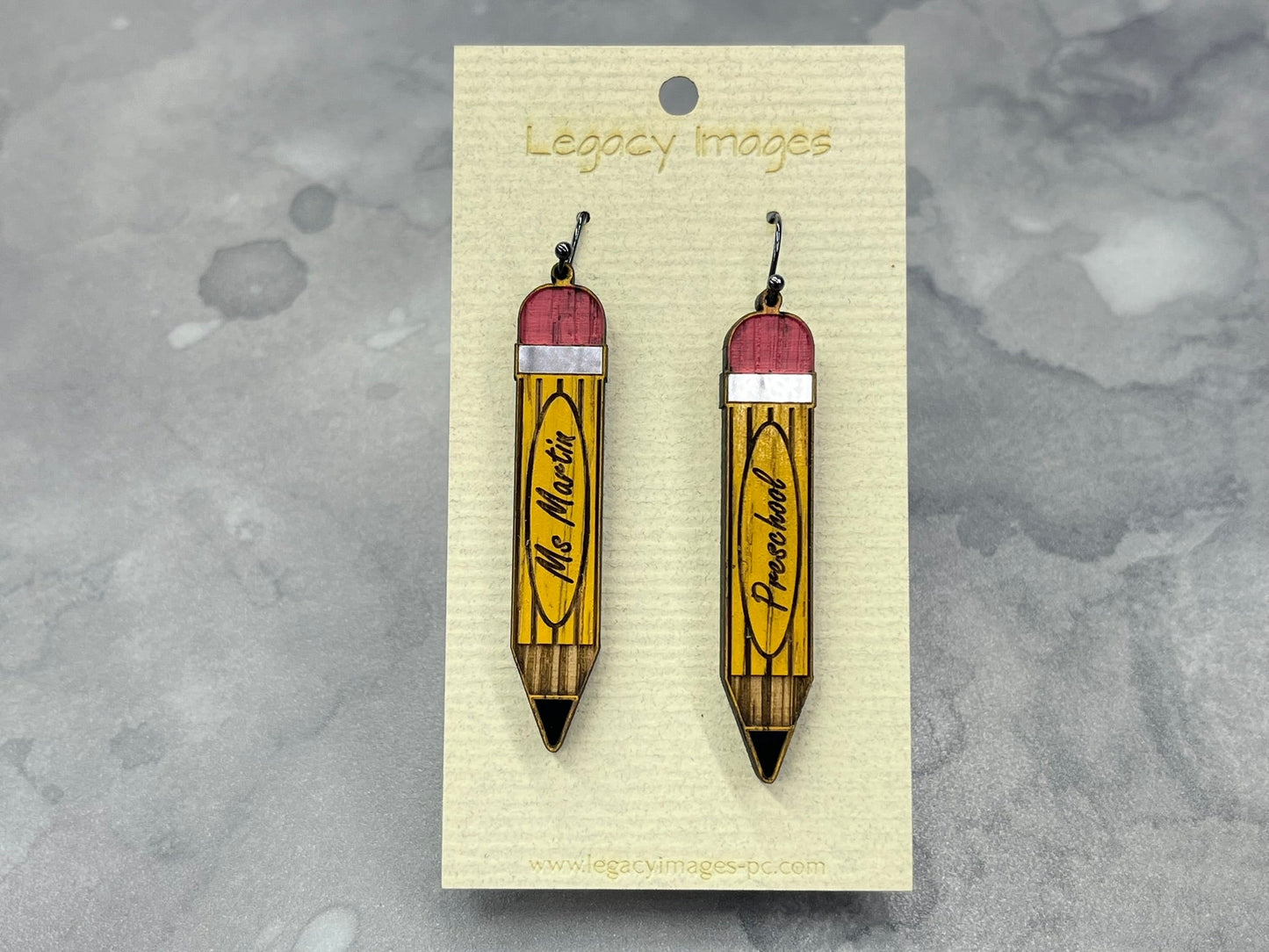 Pencil Earrings - Legacy Images - Earrings - Earrings occupations teacher laser engraved