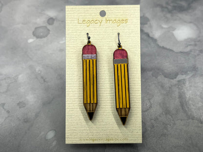 Pencil Earrings - Legacy Images - Earrings - Earrings occupations teacher laser engraved
