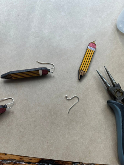Pencil Earrings - Legacy Images - Earrings - Earrings occupations teacher laser engraved