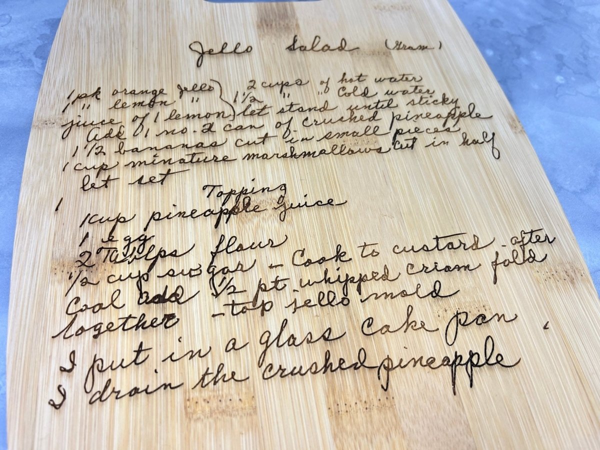 Personalized Bamboo Cutting Board Décor - Your Recipe or Quote - Legacy Images - Cutting Boards - Cutting Board engagement gift kitchen laser engraved