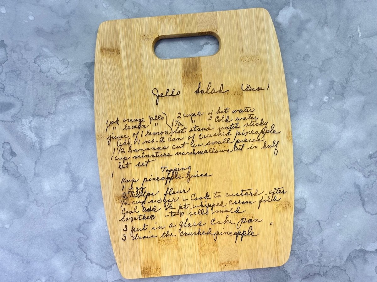 Personalized Bamboo Cutting Board Décor - Your Recipe or Quote - Legacy Images - Cutting Boards - Cutting Board engagement gift kitchen laser engraved