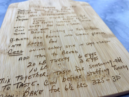 Personalized Bamboo Cutting Board Décor - Your Recipe or Quote - Legacy Images - Cutting Boards - Cutting Board engagement gift kitchen laser engraved