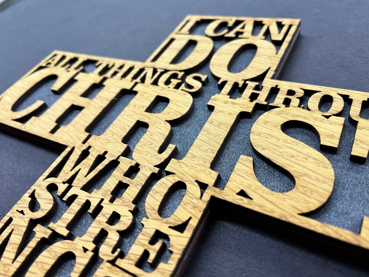 Philippians 4:13 I Can Do All Things Cross - Legacy Images - Novelty Signs - cross religious sign laser engraved