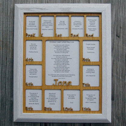 PreK - 12th Grade School Years Picture Frame - Rectangular Openings - Legacy Images - Picture Frames - 11x14 Picture Frame 12x16 picture frame 16x20 picture frame laser engraved