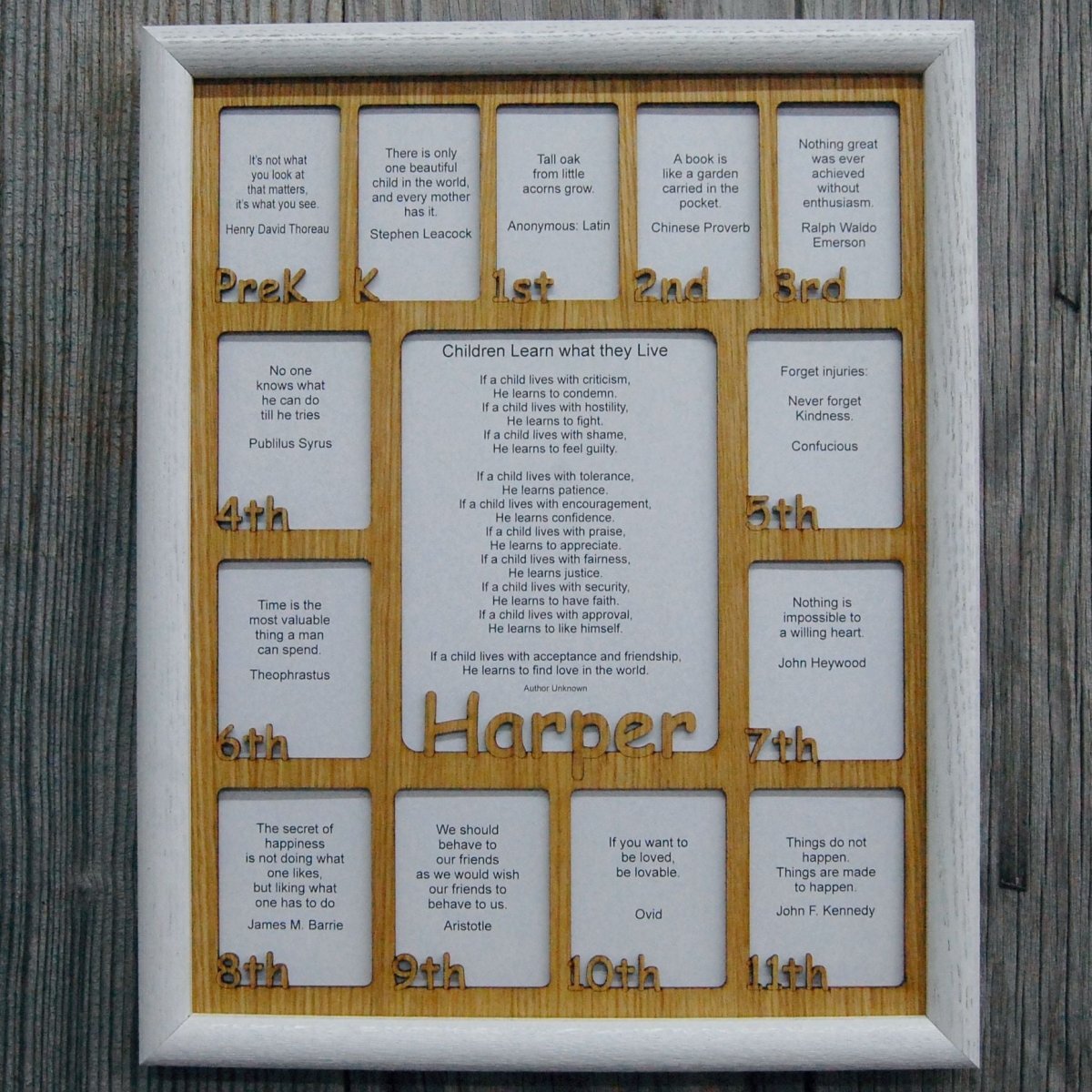 PreK - 12th Grade School Years Picture Frame - Rectangular Openings - Legacy Images - Picture Frames - 11x14 Picture Frame 12x16 picture frame 16x20 picture frame laser engraved