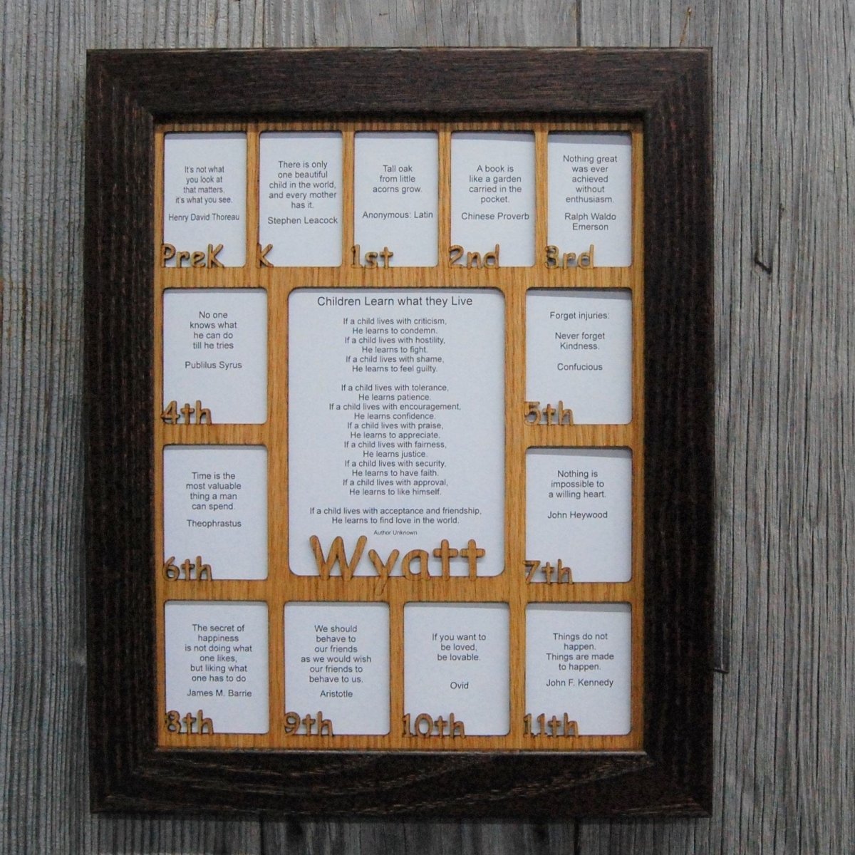 PreK - 12th Grade School Years Picture Frame - Rectangular Openings - Legacy Images - Picture Frames - 11x14 Picture Frame 12x16 picture frame 16x20 picture frame laser engraved