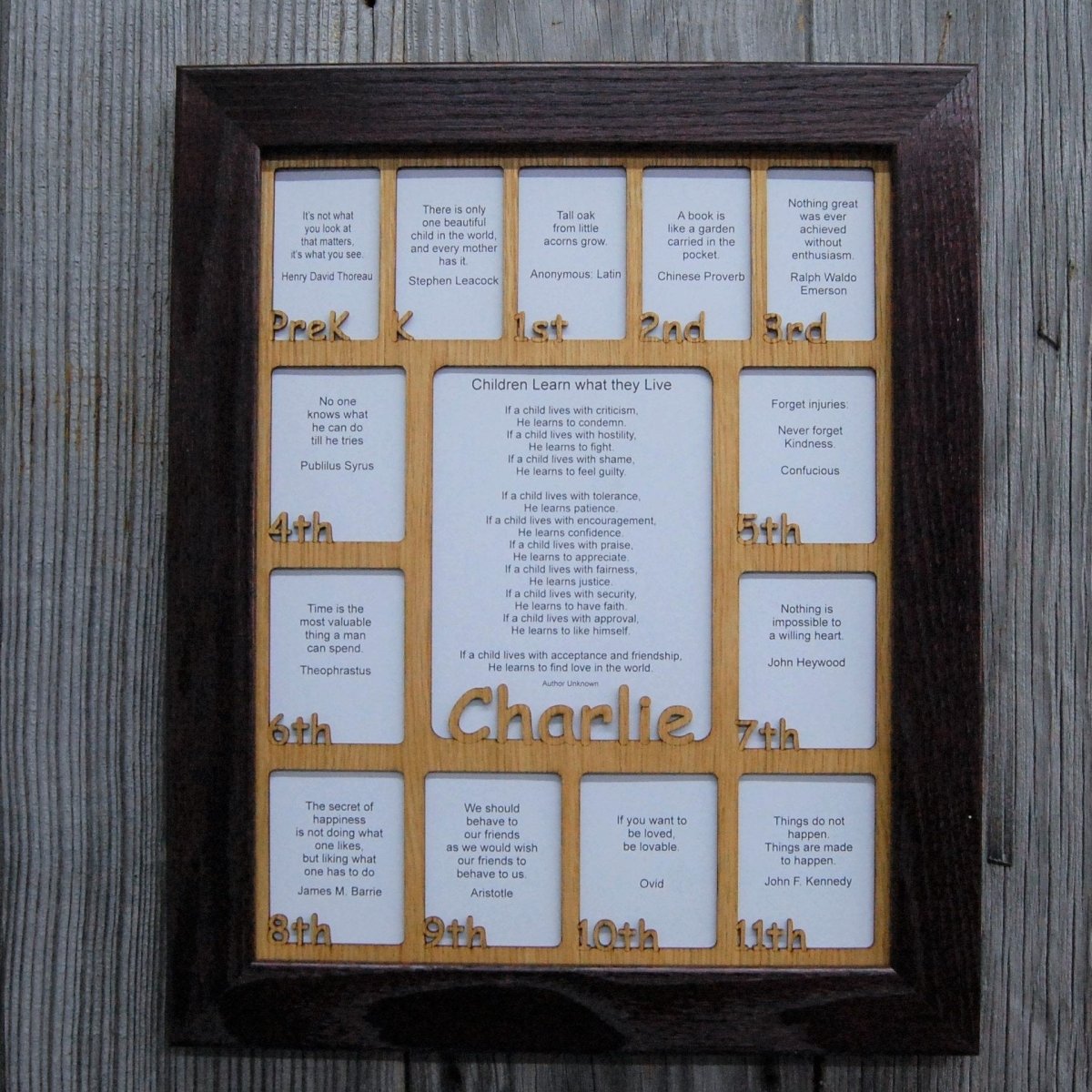PreK - 12th Grade School Years Picture Frame - Rectangular Openings - Legacy Images - Picture Frames - 11x14 Picture Frame 12x16 picture frame 16x20 picture frame laser engraved