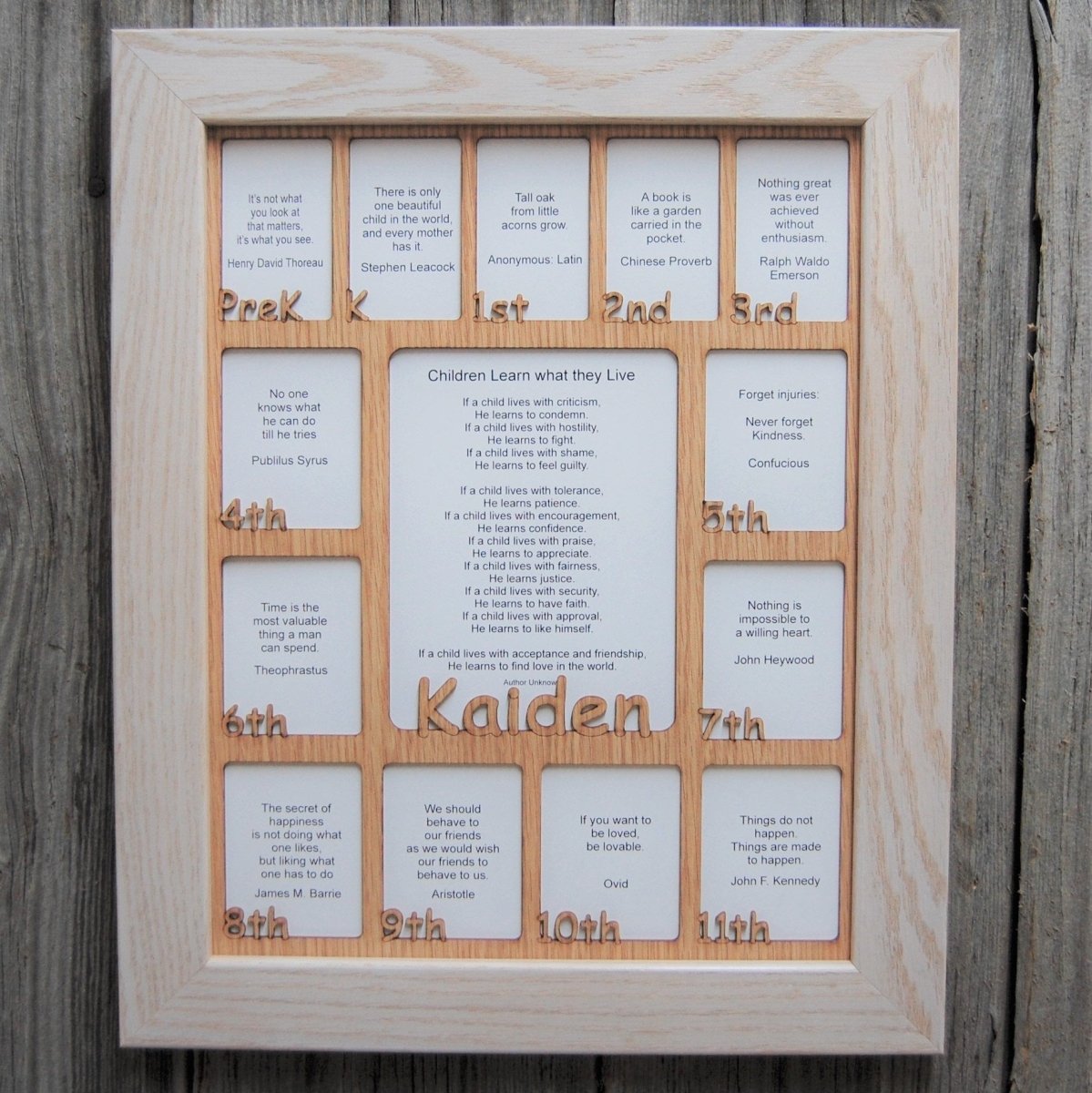 PreK - 12th Grade School Years Picture Frame - Rectangular Openings - Legacy Images - Picture Frames - 11x14 Picture Frame 12x16 picture frame 16x20 picture frame laser engraved