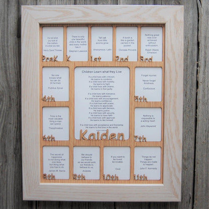 PreK - 12th Grade School Years Picture Frame - Rectangular Openings - Legacy Images - Picture Frames - 11x14 Picture Frame 12x16 picture frame 16x20 picture frame laser engraved