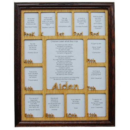 PreK - 12th Grade School Years Picture Frame - Rectangular Openings - Legacy Images - Picture Frames - 11x14 Picture Frame 12x16 picture frame 16x20 picture frame laser engraved