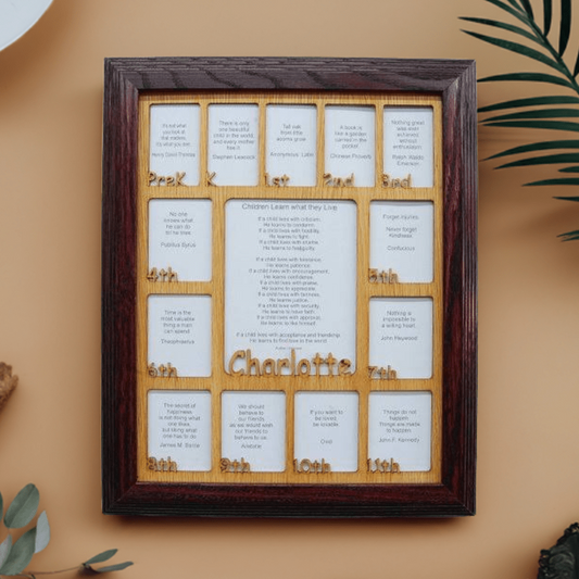 PreK - 12th Grade School Years Picture Frame - Rectangular Openings - Legacy Images - Picture Frames - 11x14 Picture Frame 12x16 picture frame 16x20 picture frame laser engraved