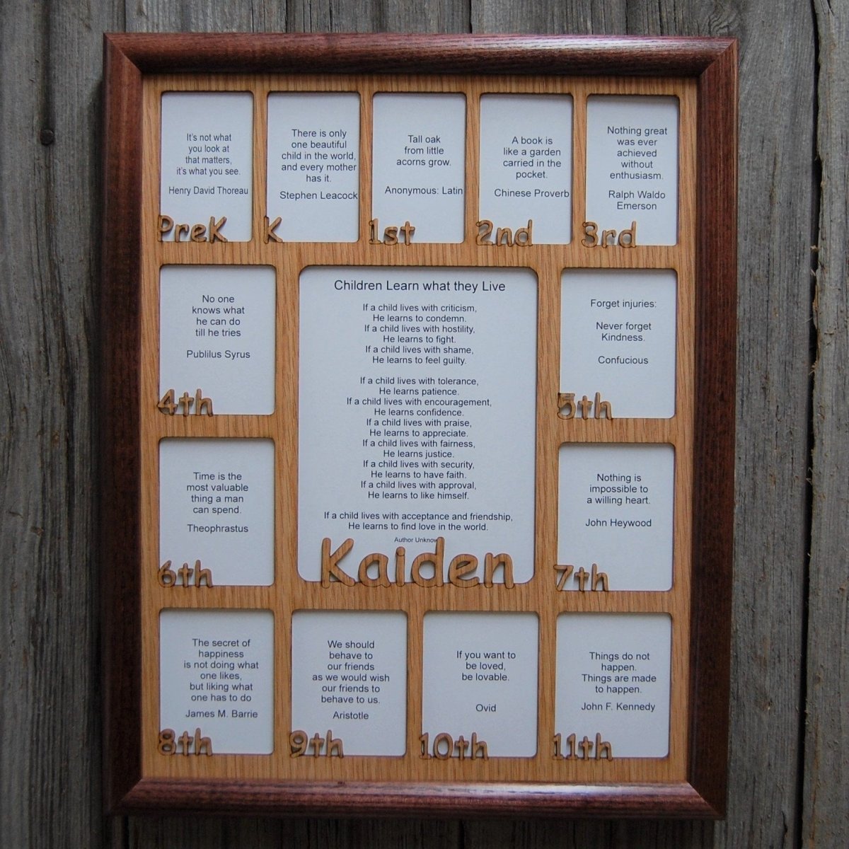 PreK - 12th Grade School Years Picture Frame - Rectangular Openings - Legacy Images - Picture Frames - 11x14 Picture Frame 12x16 picture frame 16x20 picture frame laser engraved