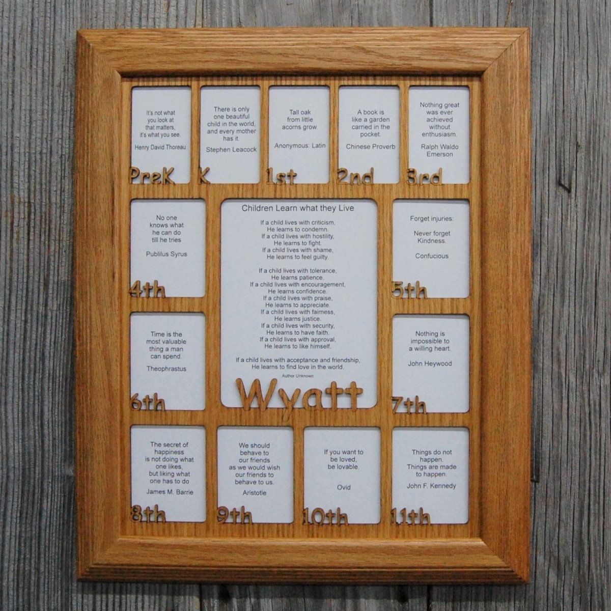 PreK - 12th Grade School Years Picture Frame - Rectangular Openings - Legacy Images - Picture Frames - 11x14 Picture Frame 12x16 picture frame 16x20 picture frame laser engraved