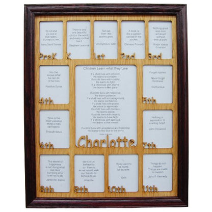 PreK - 12th Grade School Years Picture Frame - Rectangular Openings - Legacy Images - Picture Frames - 11x14 Picture Frame 12x16 picture frame 16x20 picture frame laser engraved