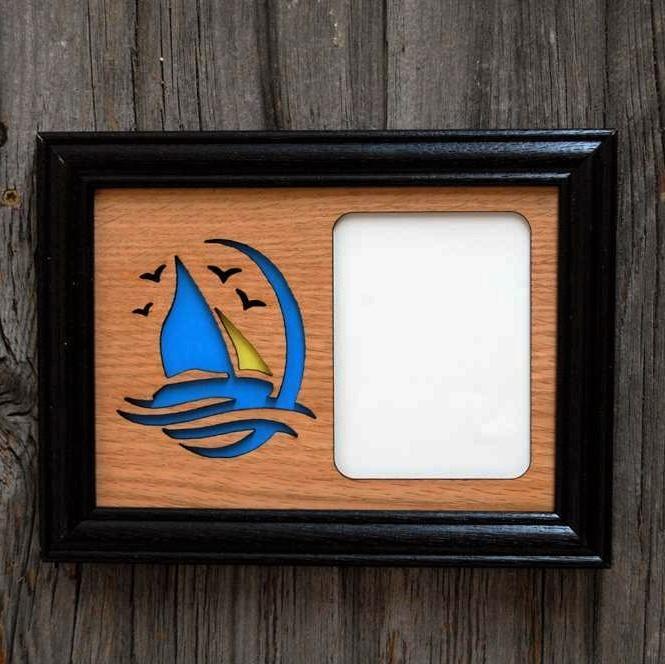 Sail Boat Picture Frame - 5x7 Frame Hold 3x4 Photo - Sail Boat Picture Frame, Picture Frame, home decor, laser engraved - Legacy Images - Legacy Images - Picture Frames