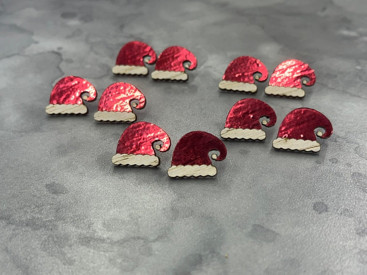 Santa Hat Earrings - Legacy Images - Earrings - christmas Earrings laser engraved