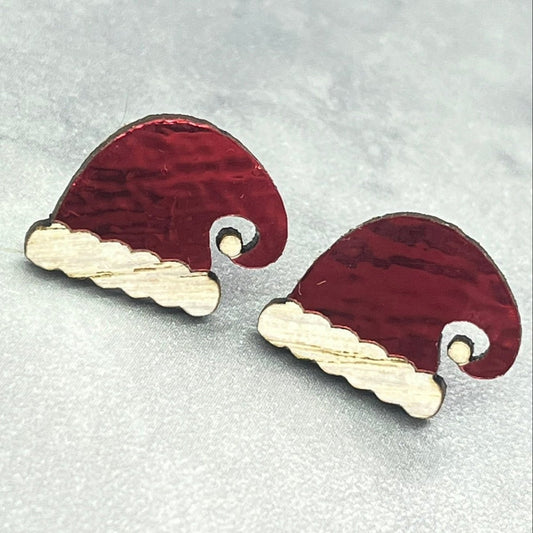 Santa Hat Earrings - Legacy Images - Earrings - christmas Earrings laser engraved