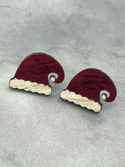 Santa Hat Earrings - Legacy Images - Earrings - christmas Earrings laser engraved