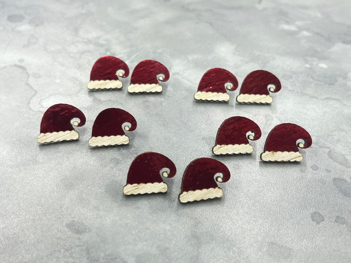 Santa Hat Earrings - Legacy Images - Earrings - christmas Earrings laser engraved