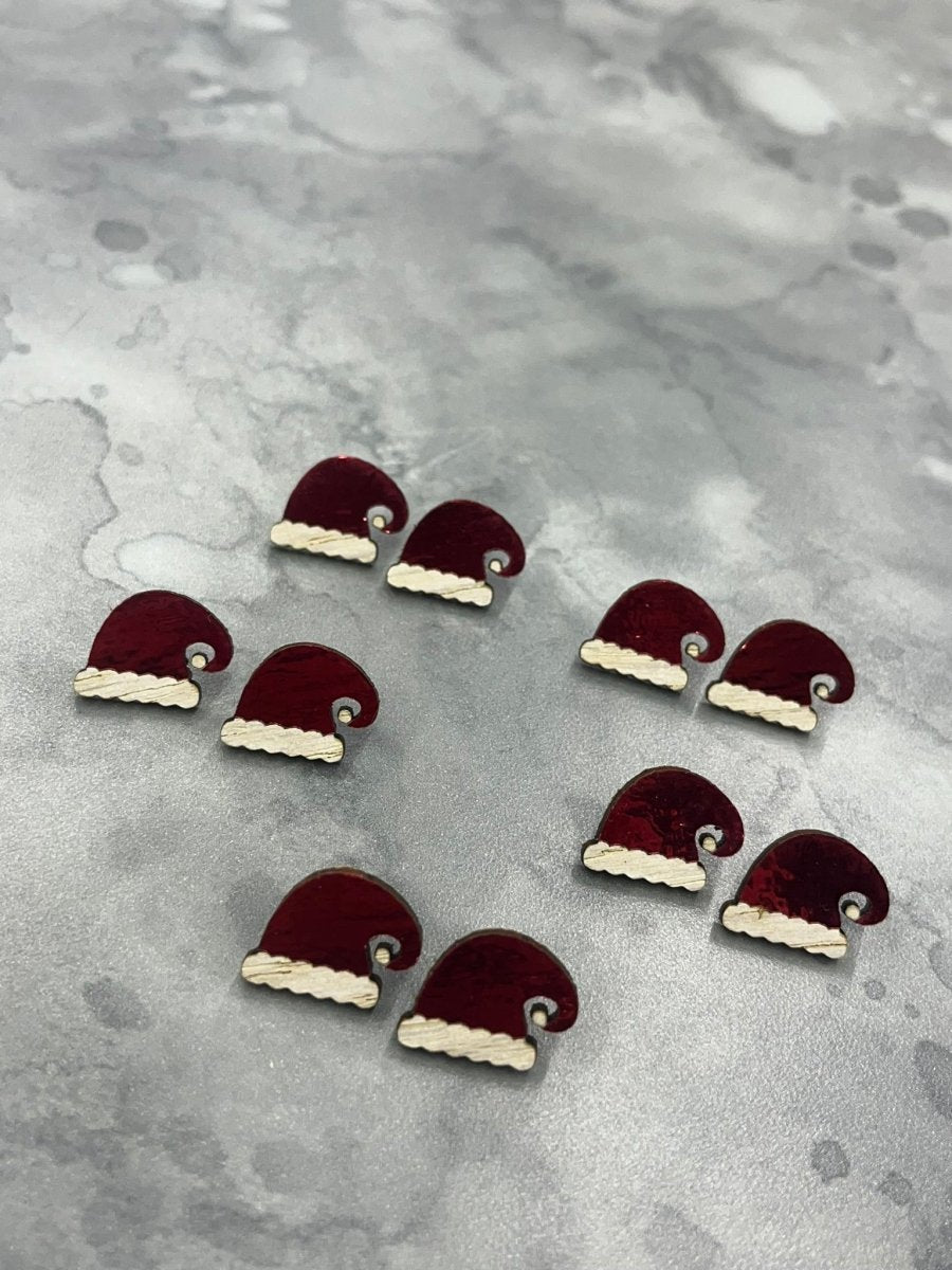 Santa Hat Earrings - Legacy Images - Earrings - christmas Earrings laser engraved