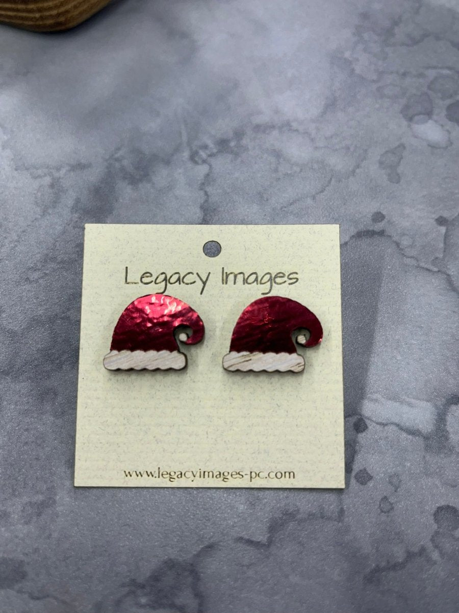 Santa Hat Earrings - Legacy Images - Earrings - christmas Earrings laser engraved