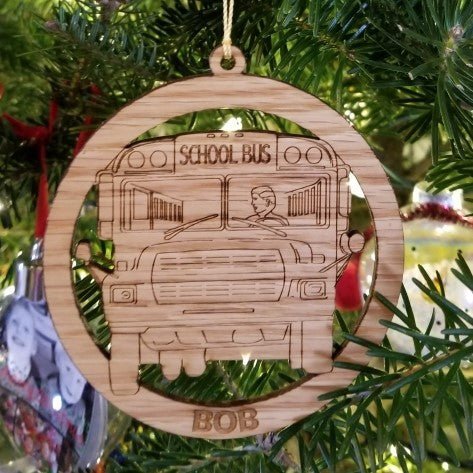 School Bus Driver Ornament - Legacy Images - Holiday Ornaments - christmas occupations ornament laser engraved