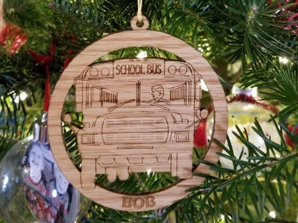 School Bus Driver Ornament - Legacy Images - Holiday Ornaments - christmas occupations ornament laser engraved