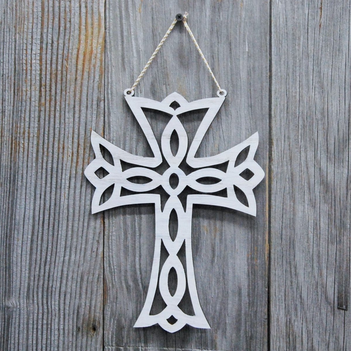 Scroll Cross Wall Decor - Legacy Images - Decor - cross religious sign laser engraved