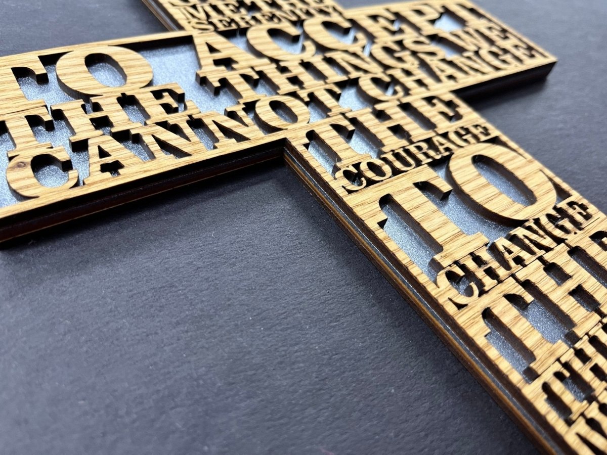 Serenity Prayer Cross - Legacy Images - Novelty Signs - cross religious sign laser engraved