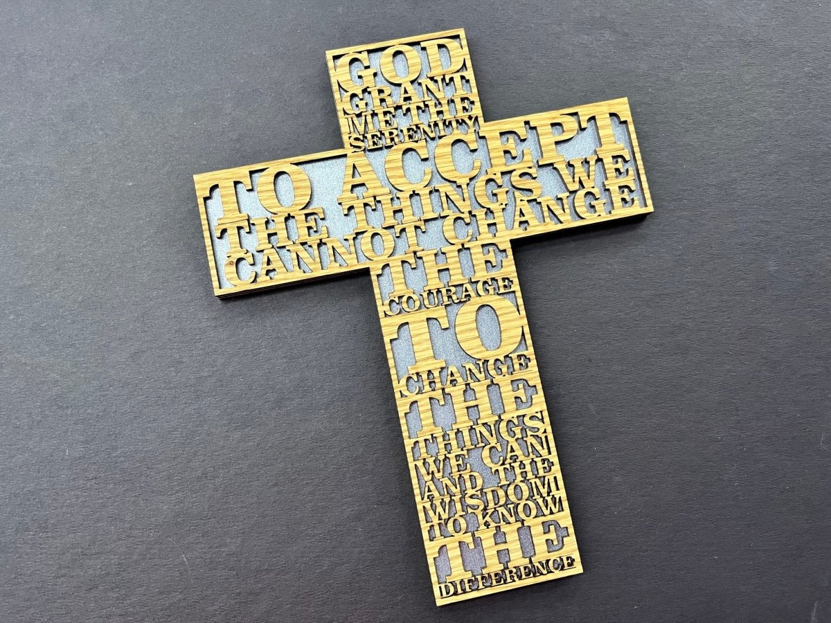 Serenity Prayer Cross - Legacy Images - Novelty Signs - cross religious sign laser engraved