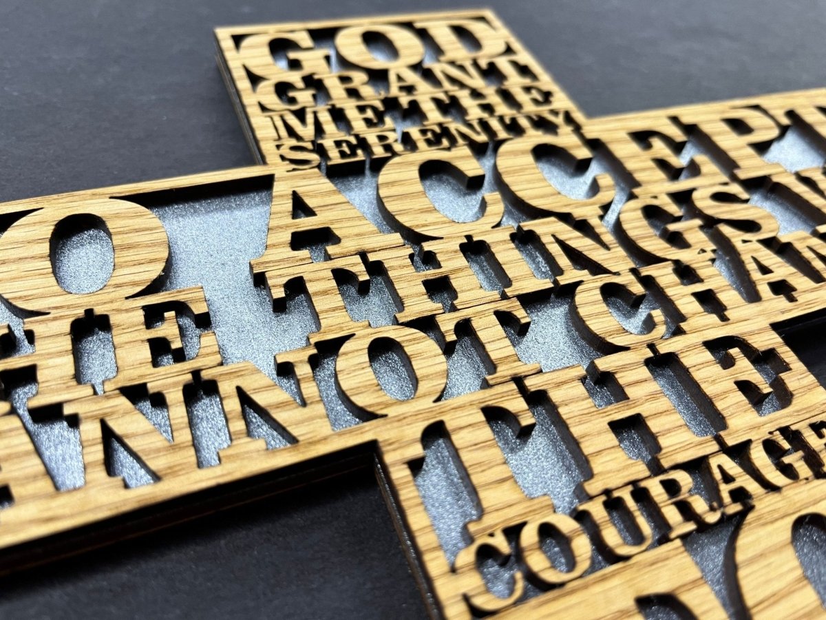 Serenity Prayer Cross - Legacy Images - Novelty Signs - cross religious sign laser engraved