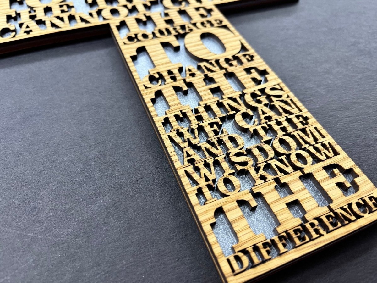 Serenity Prayer Cross - Legacy Images - Novelty Signs - cross religious sign laser engraved