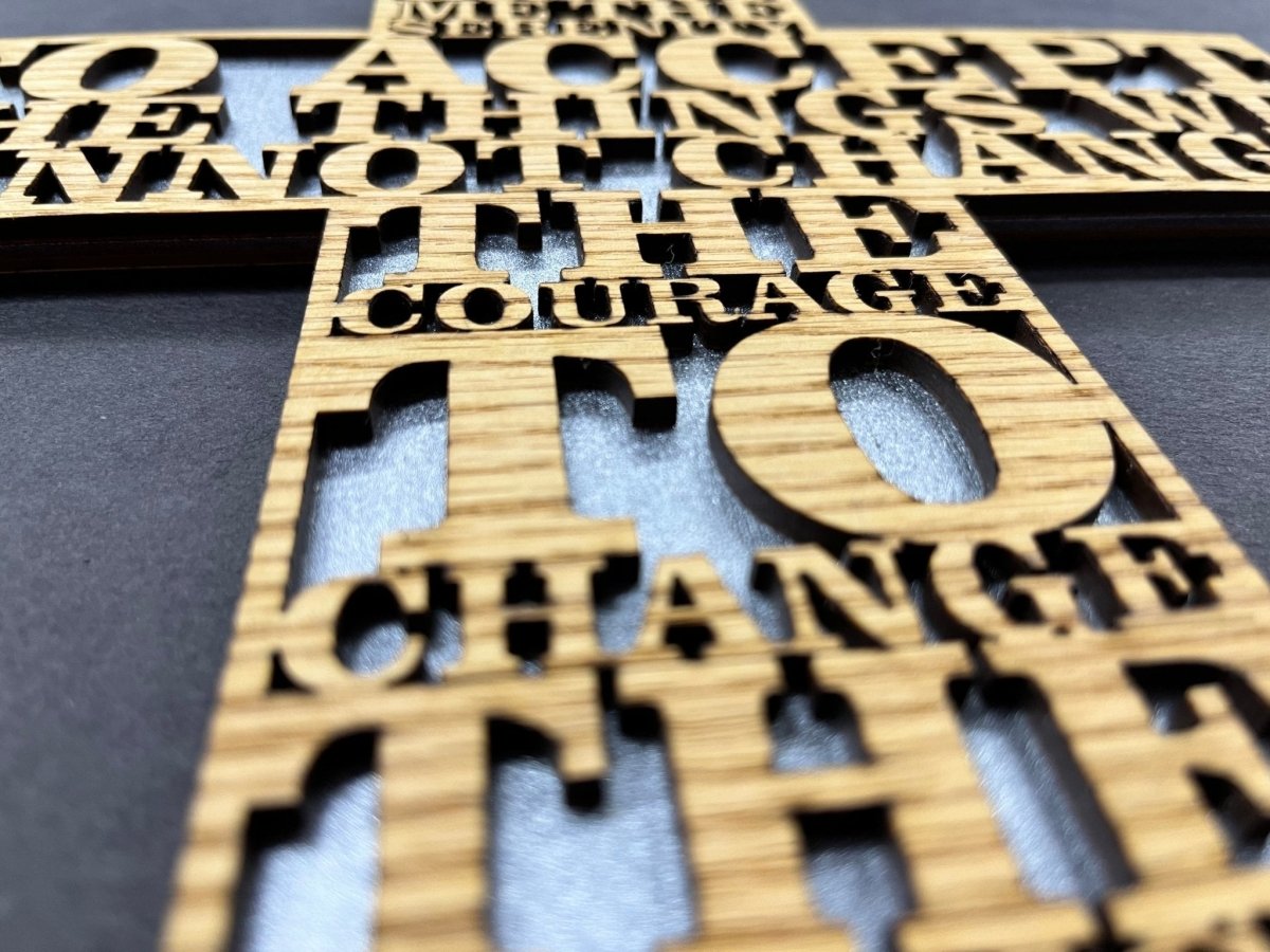 Serenity Prayer Cross - Legacy Images - Novelty Signs - cross religious sign laser engraved