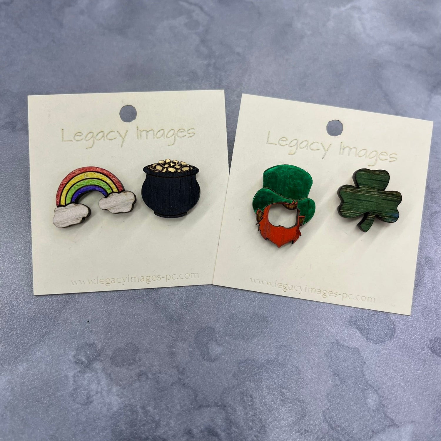 St. Patrick's Day Leprechaun & Pot of Gold Earring Set - Legacy Images - Earrings - Earrings holiday holidays laser engraved